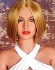 dark blond, chin-length bob